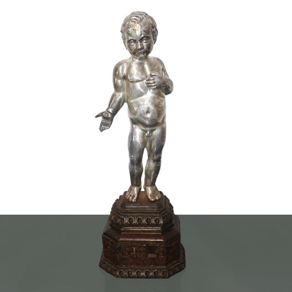 Bambino Gesù in argento scolpito a tuttotondo (probabile Ex Voto)