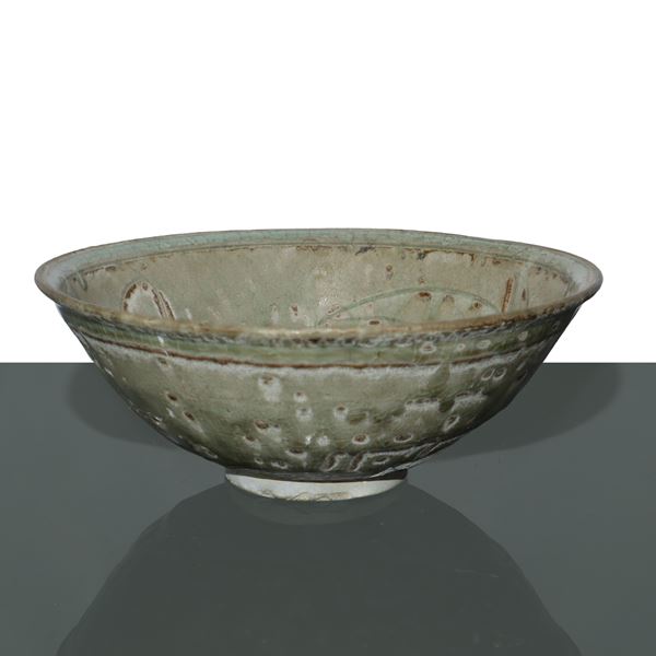 Graffiti “celadon” ceramic bowl