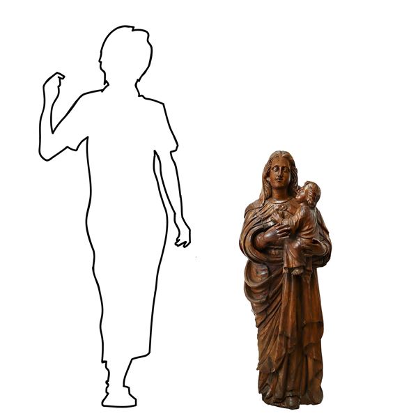 Madonna con Bambino in legno di cipresso