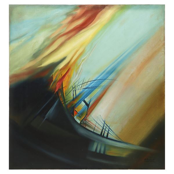 Antonio Rizzo da Contesse - Battle in the skies, futurist painting aeropittura
