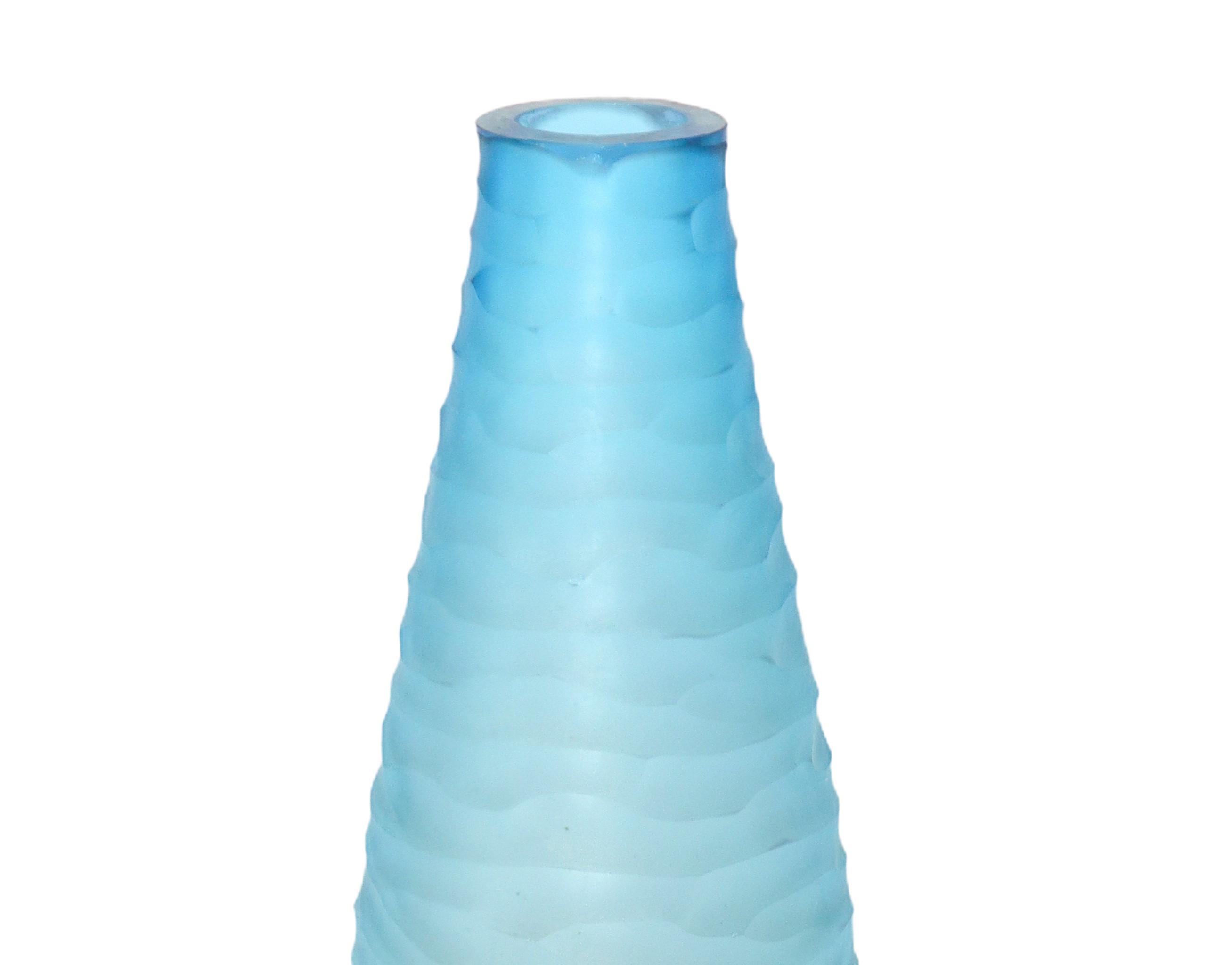 Vaso Oblugo in Vetro Azzurro Opaco nello Stile Carlo Scarpa