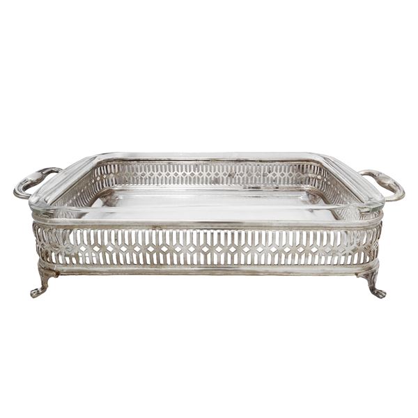 PIREX baking dish holder in Silver Plated