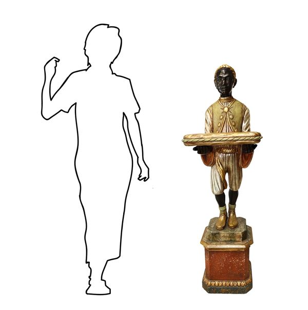 Venetian Moor with polychrome wooden tray on plinth base