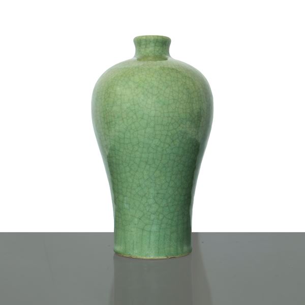 Vaso cinese Meiping in ceramica verde
