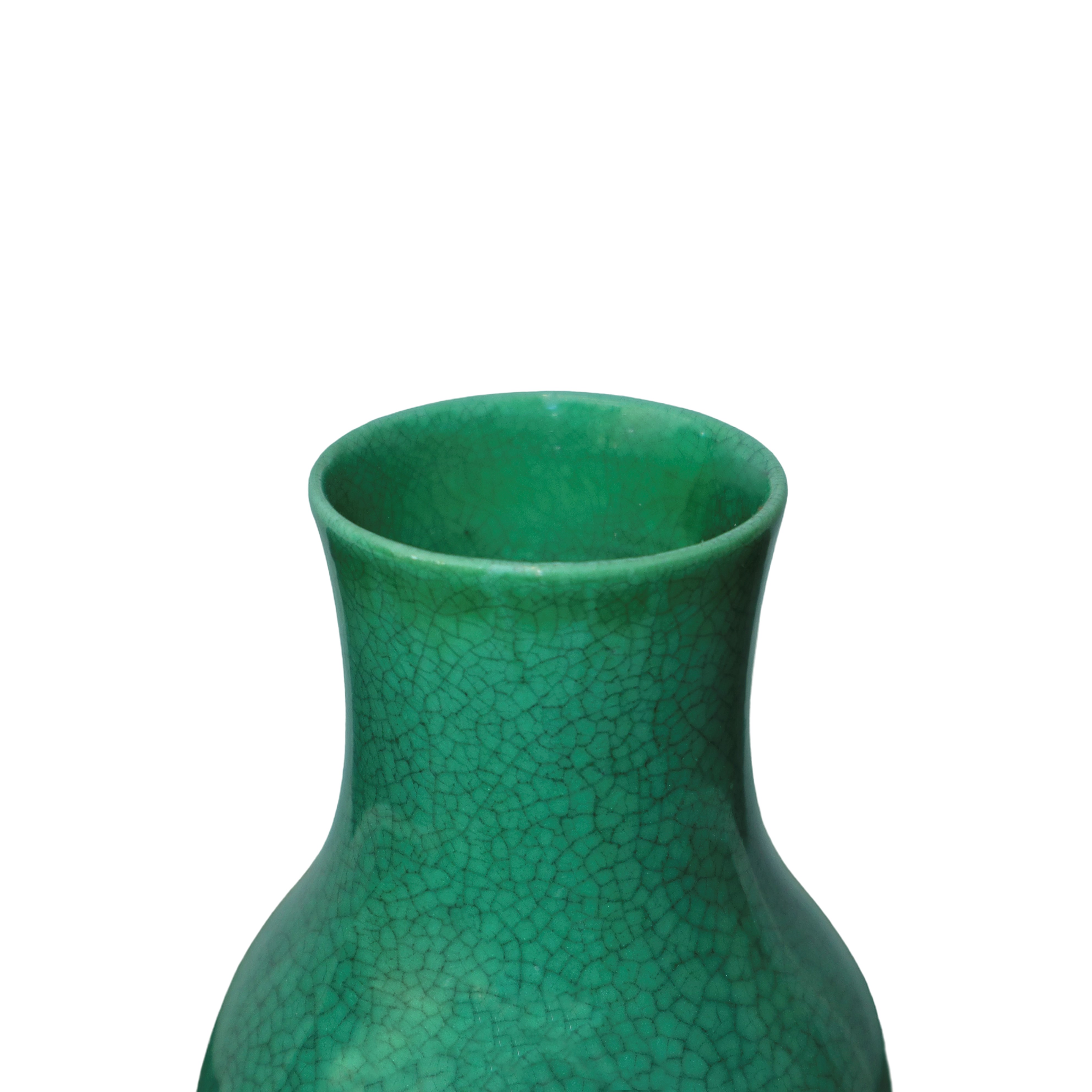 Vaso dinastia Qing in porcellana incrinata verde