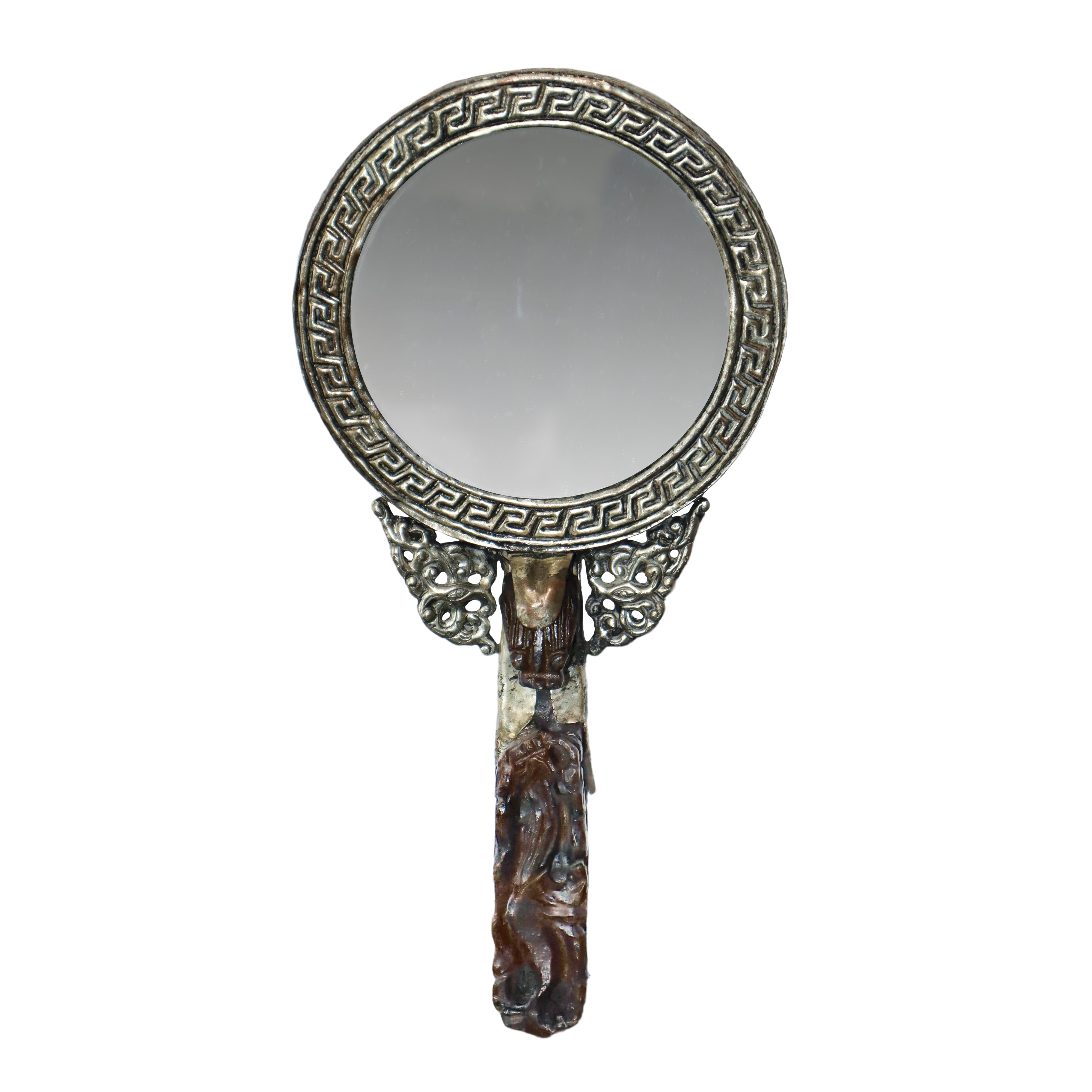 Specchio con giada nefrite intarsiata , risalente alla dinastia Qing