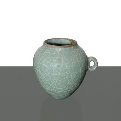 Barattolo di Cibo per Uccelli in Ceramica Incrinata Smaltata Verde