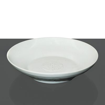 Ciotola in Ceramica con Motivo di Longevità in Smalto Bianco