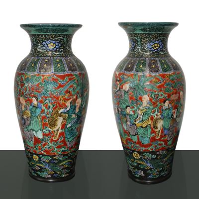 Coppia di Vasi in Ceramica Satsuma Giapponese
