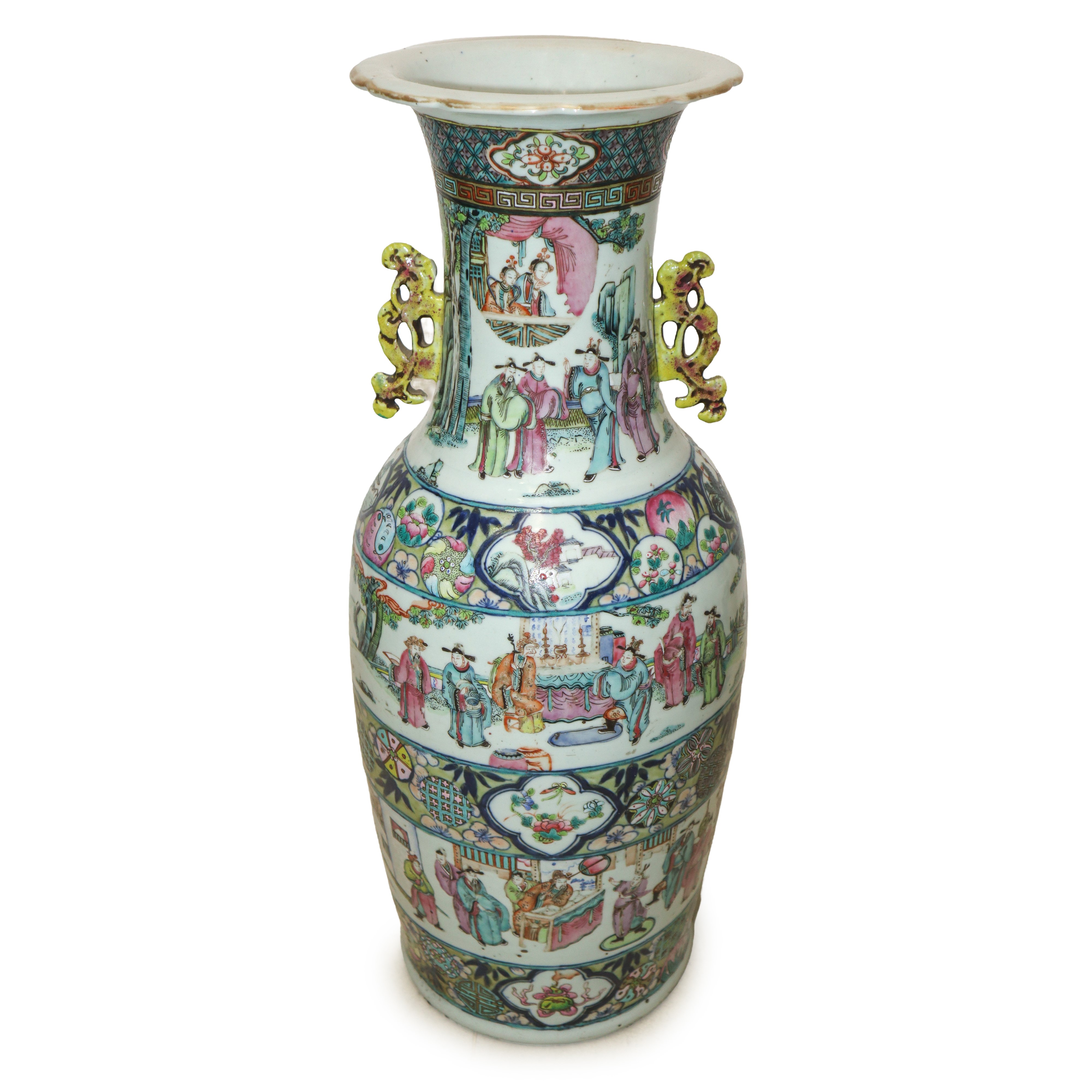 Vaso Cinese in Porcellana con Decori di Scene di Genere