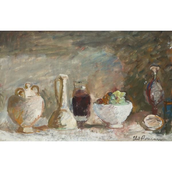 Elio Romano - Still life with jug of wine