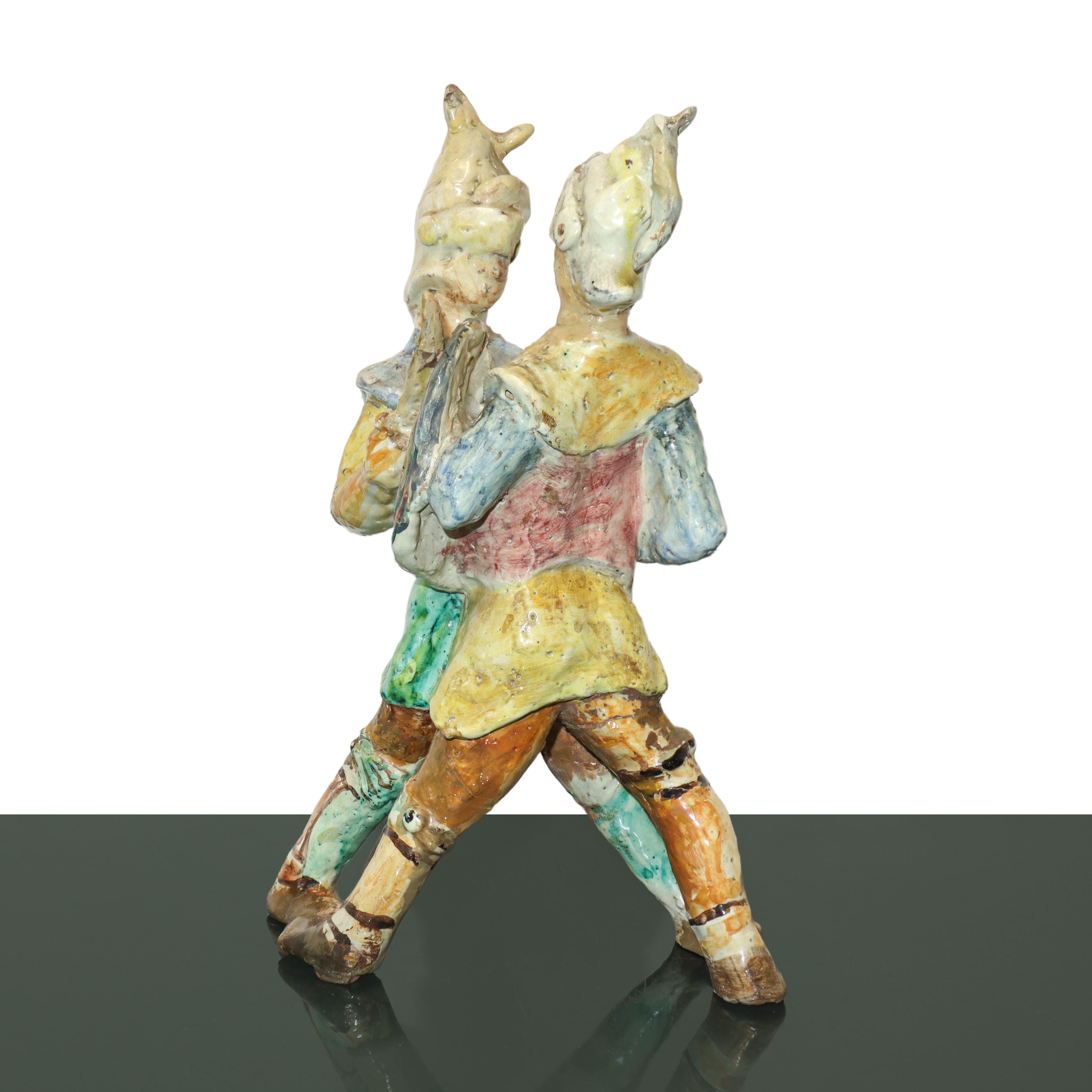 Coppia di combattenti, Cristiano e Saraceno. Statuine in terracotta di Caltagirone