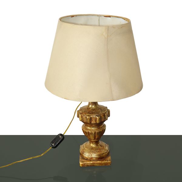 Lamp with gilded wooden base