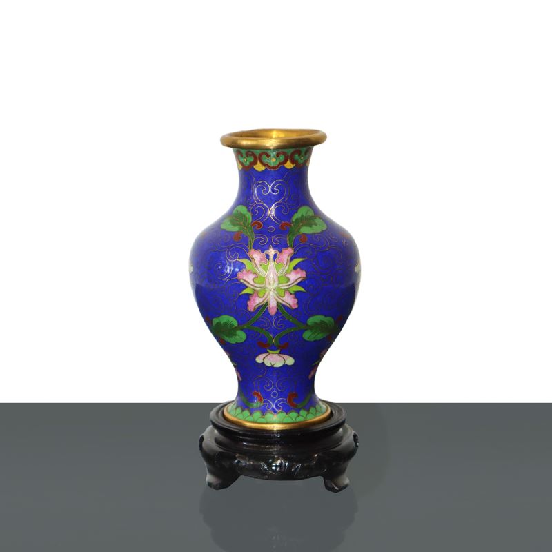 Vasetto Cloisonnè con Decorazioni di Fiori