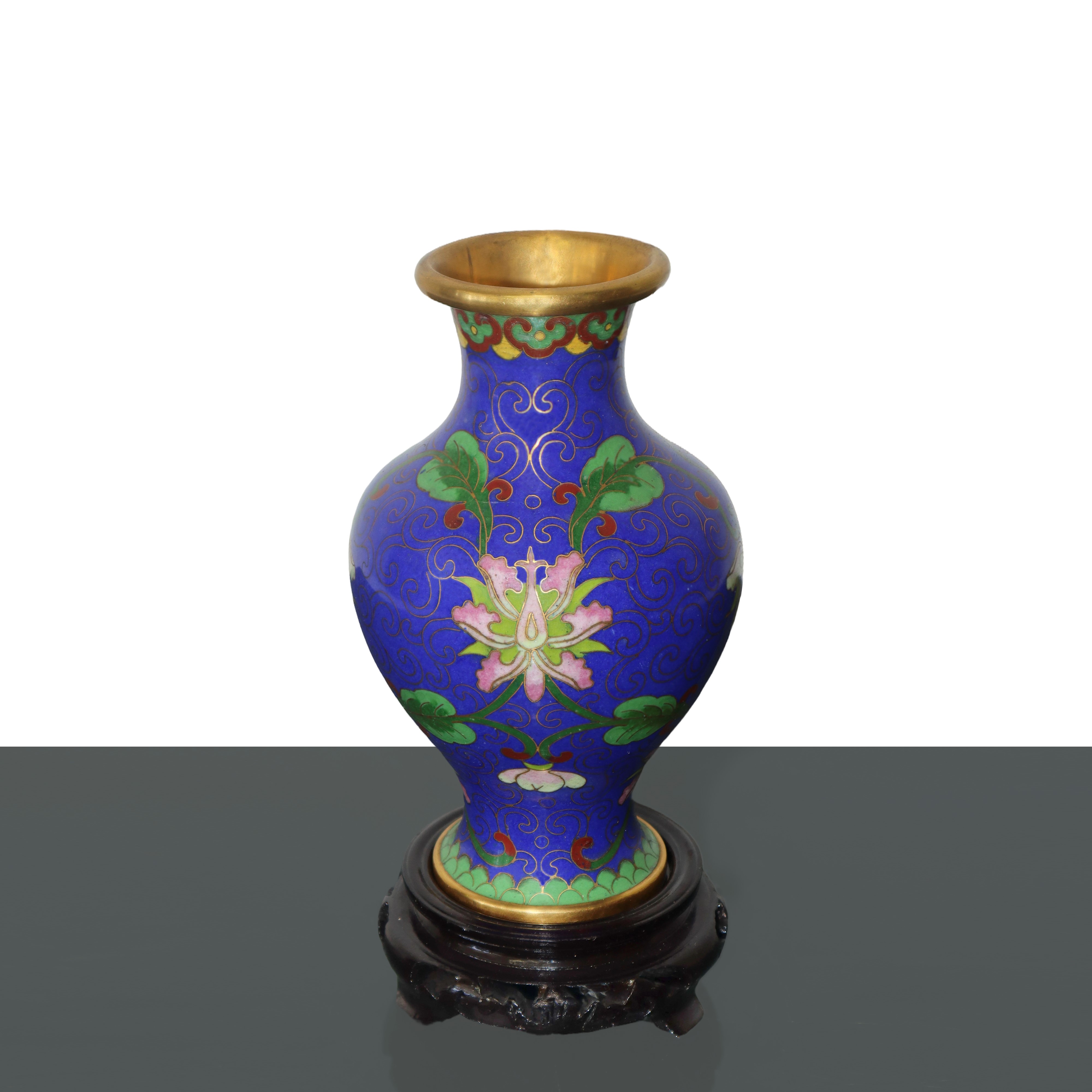 Vasetto Cloisonnè con Decorazioni di Fiori