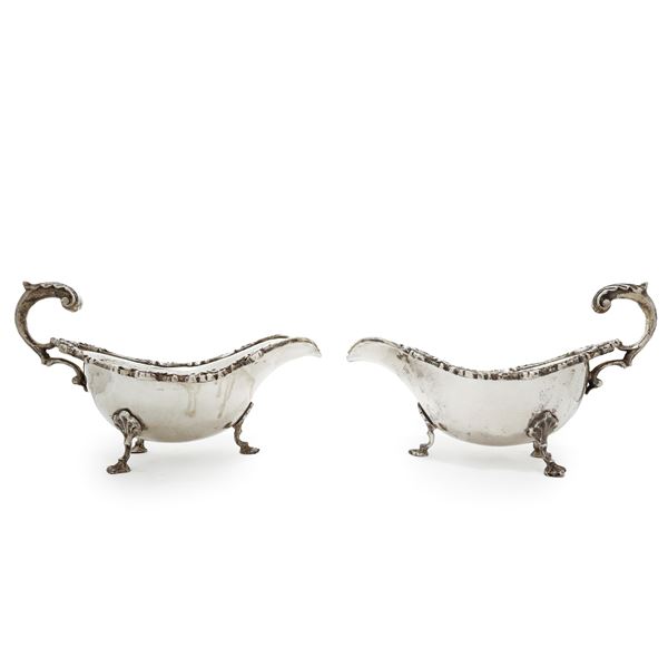 D&amp;Co ESMC - Pair of Sheffield silver gravy boats