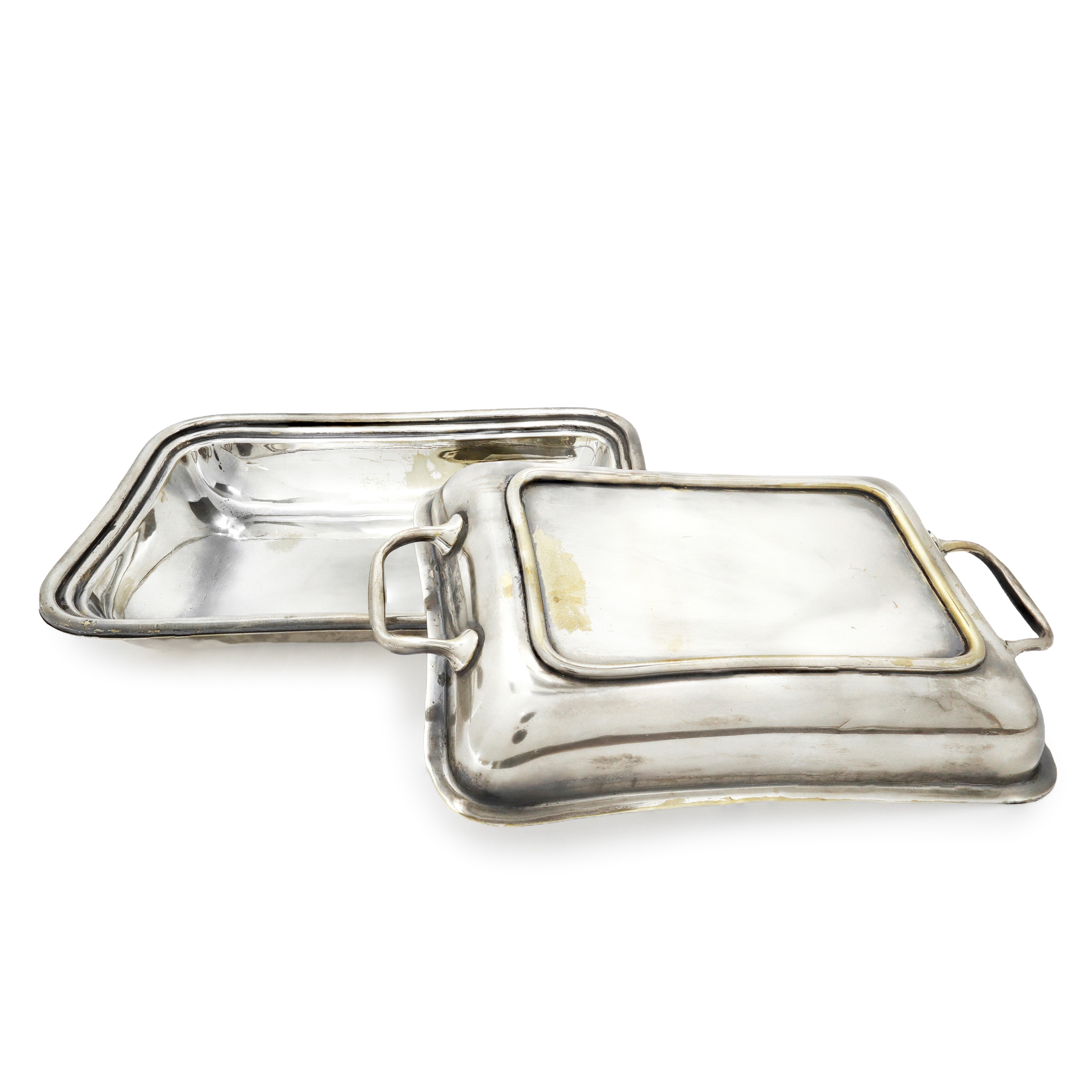 Legumiera in metallo argentato, dimensioni H 7 x L 25,8 x P 18 cm