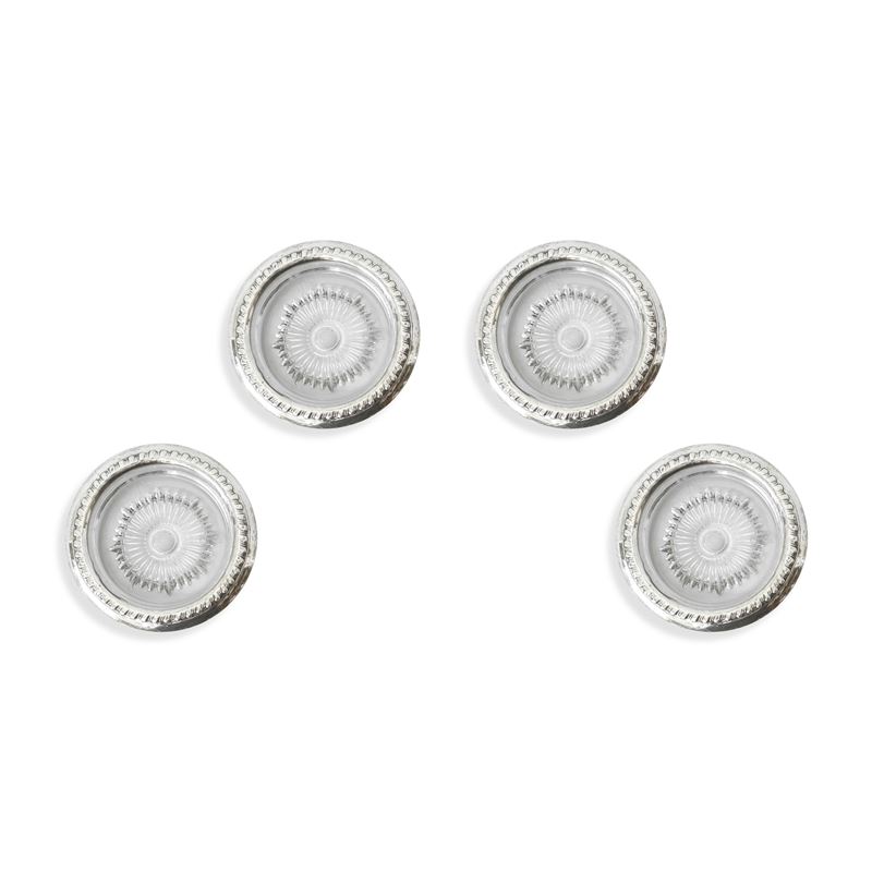 Quattro Portabicchieri con Bordo in Argento Sterling