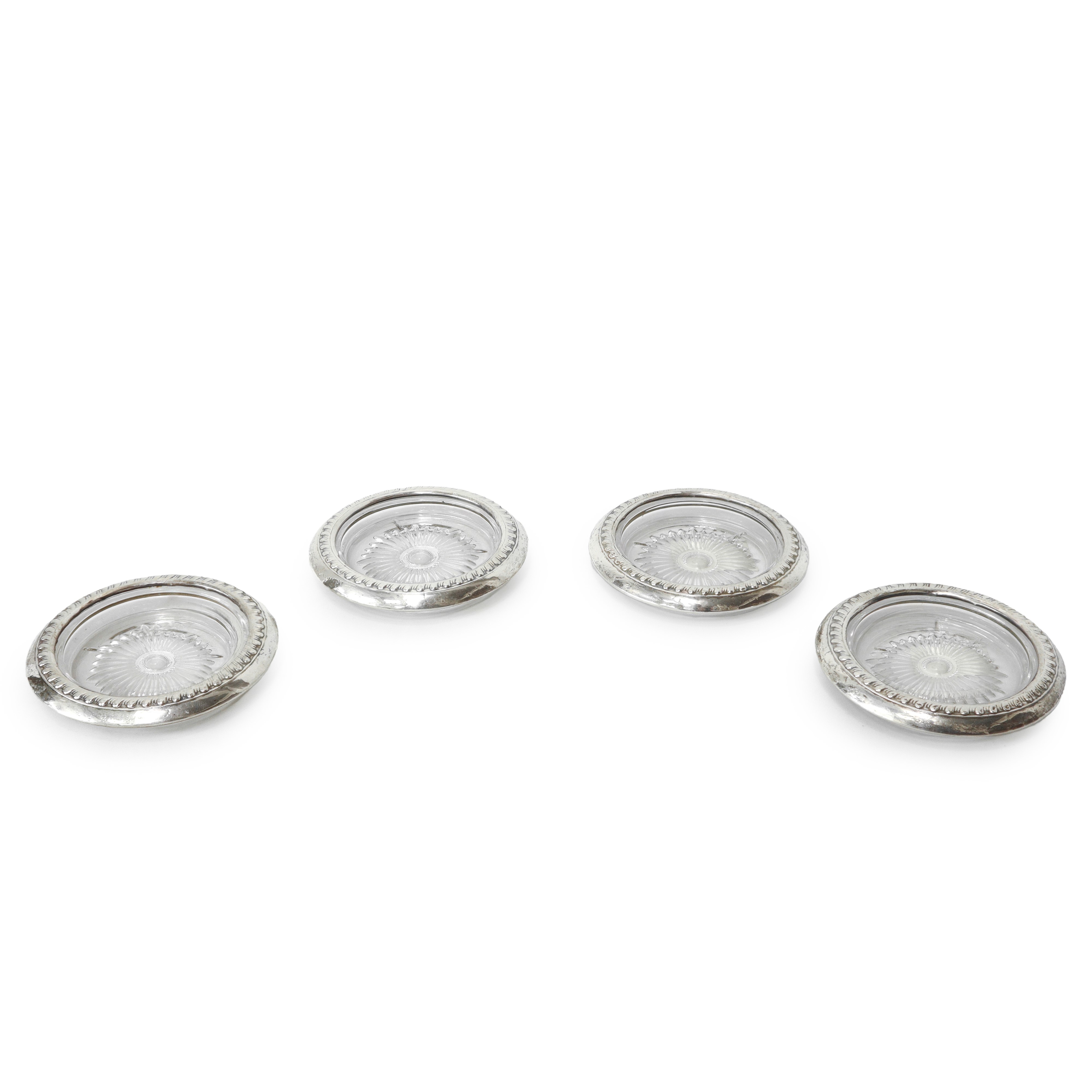 Quattro Portabicchieri con Bordo in Argento Sterling