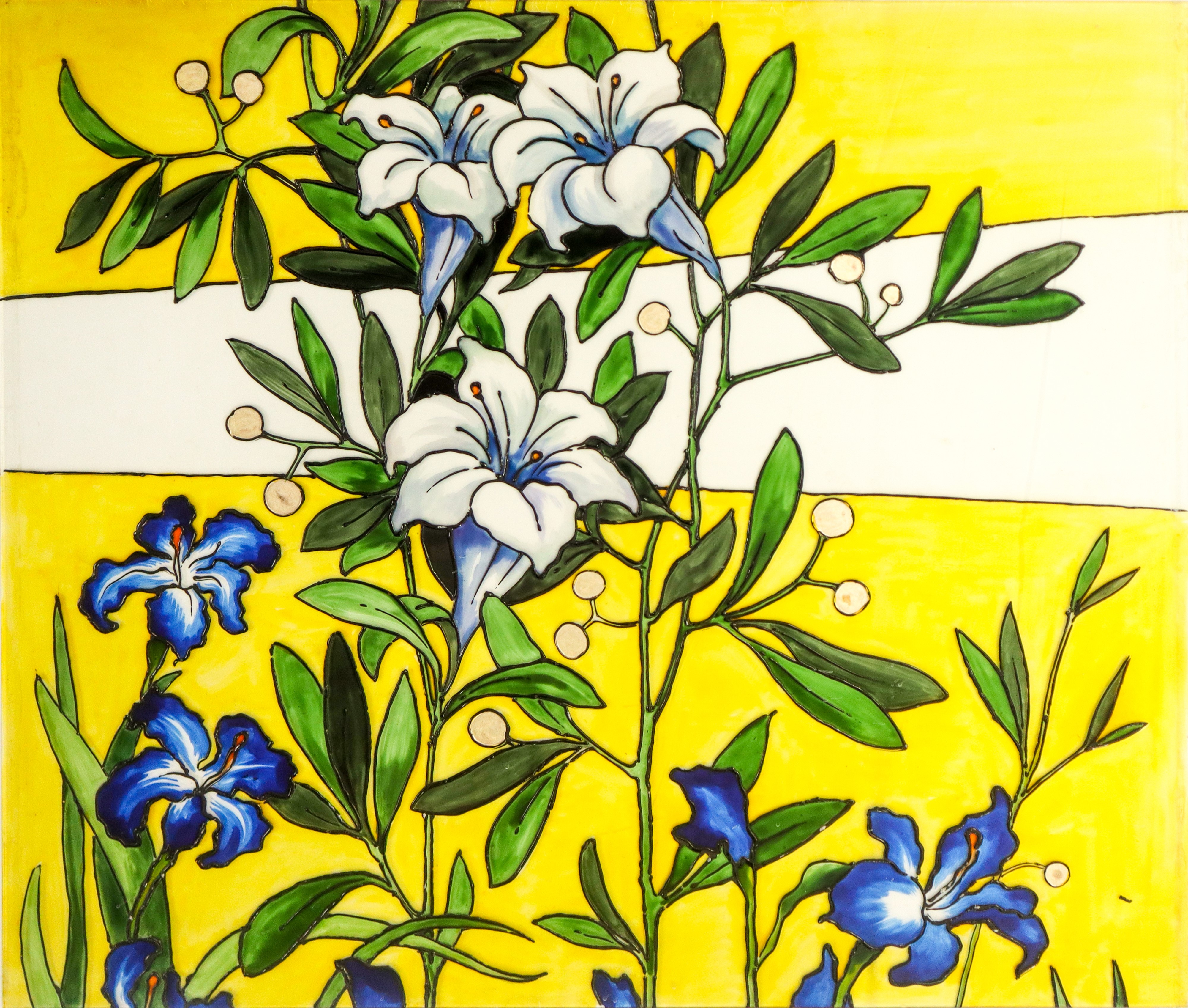 Francesco Contrafatto - Grande Vetrata Raffigurante Pavone e Fiori