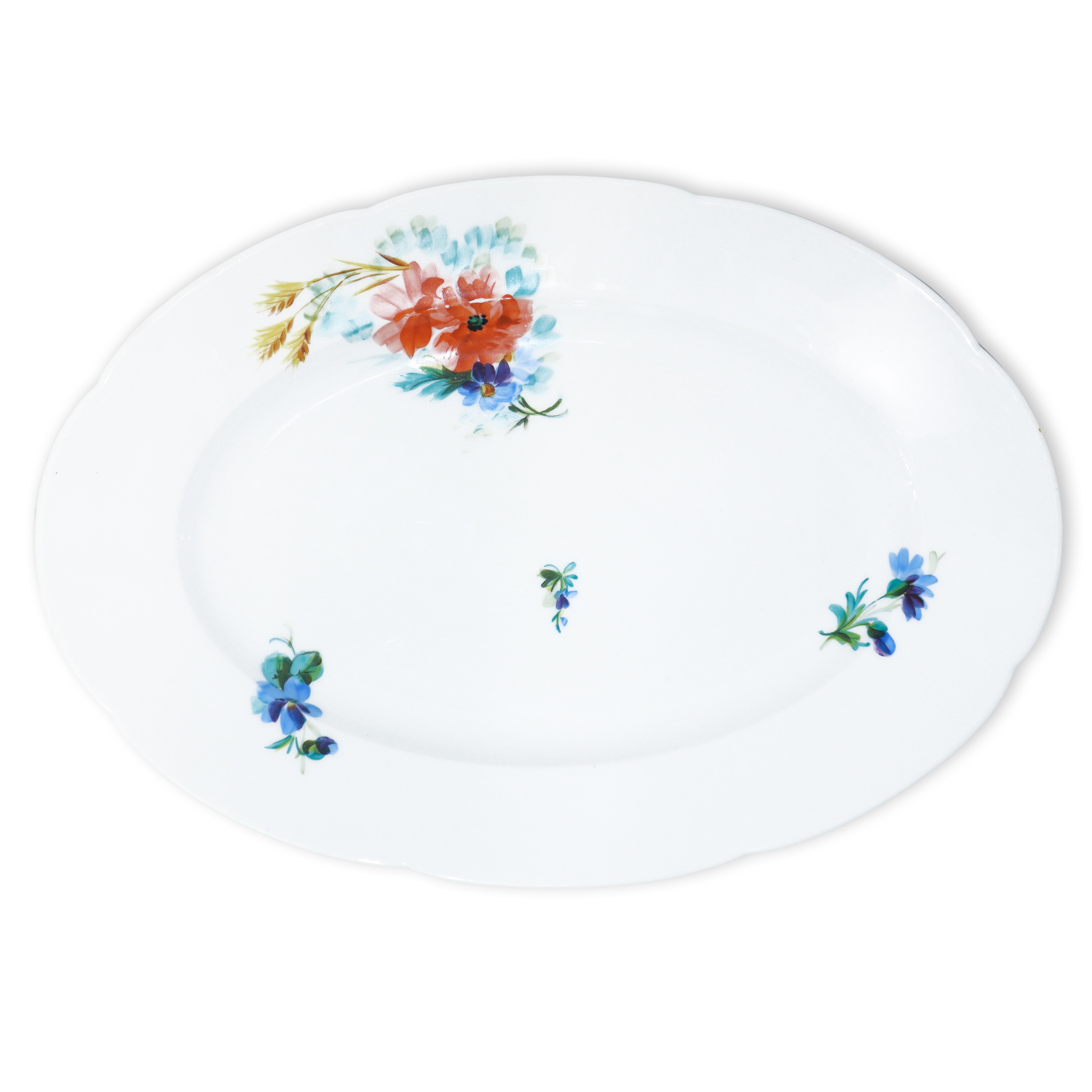 Bel servizio di piatti in porcellana per 12 con piatti da portata con decori floreali