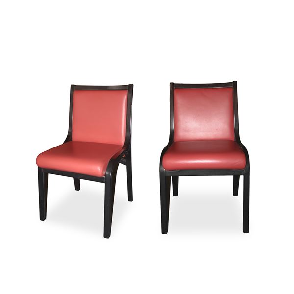 Poltrona Frau - Pair of red leather chairs