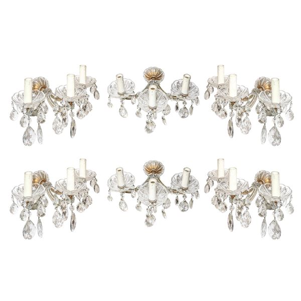 6 three-light wall lamps