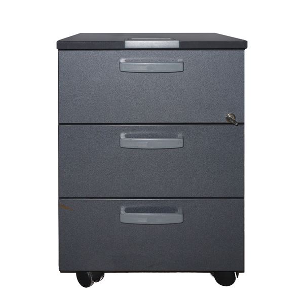 Three-drawer metal filing cabinet