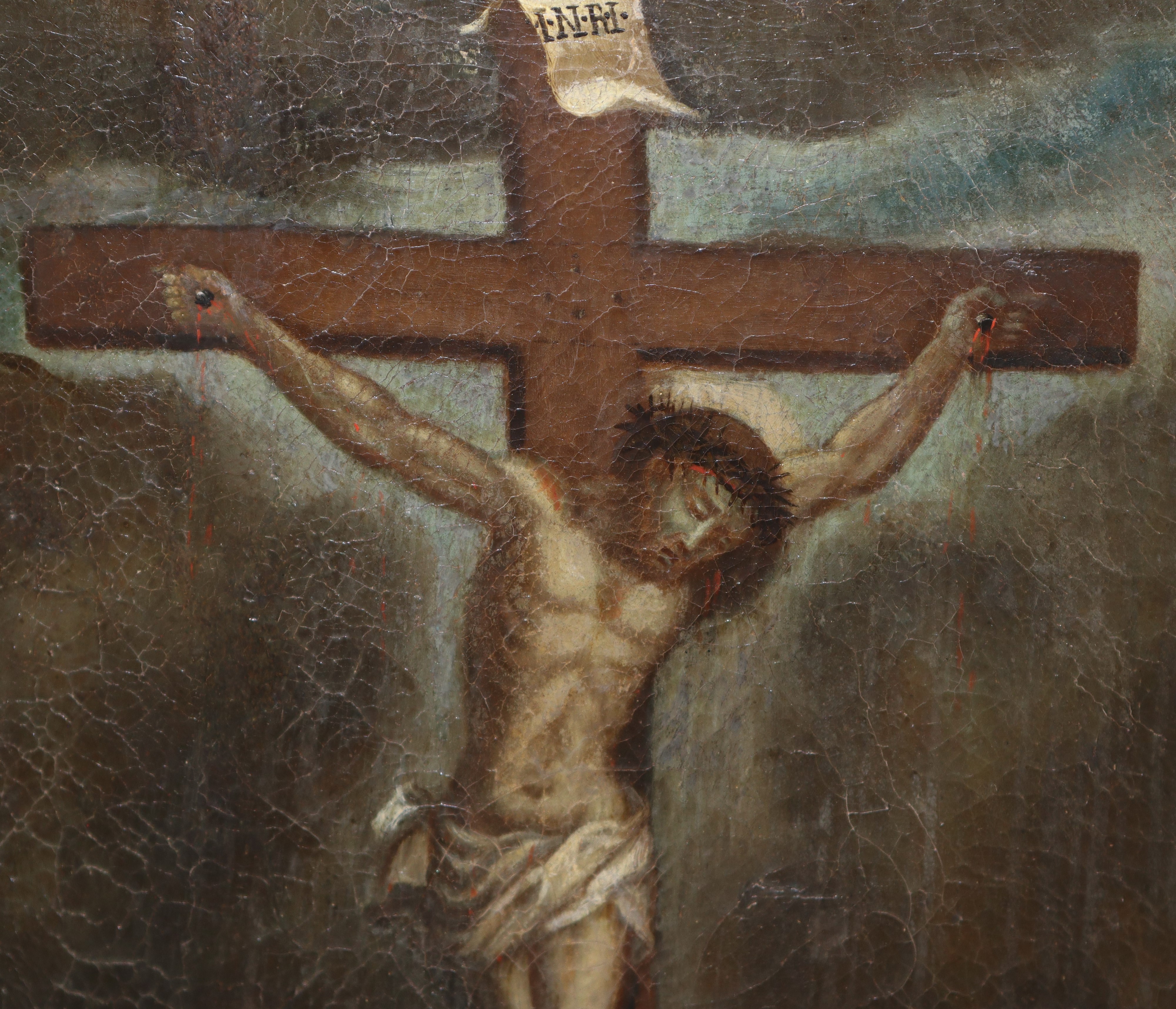 Gesù Cristo in croce con le anime purganti alla base