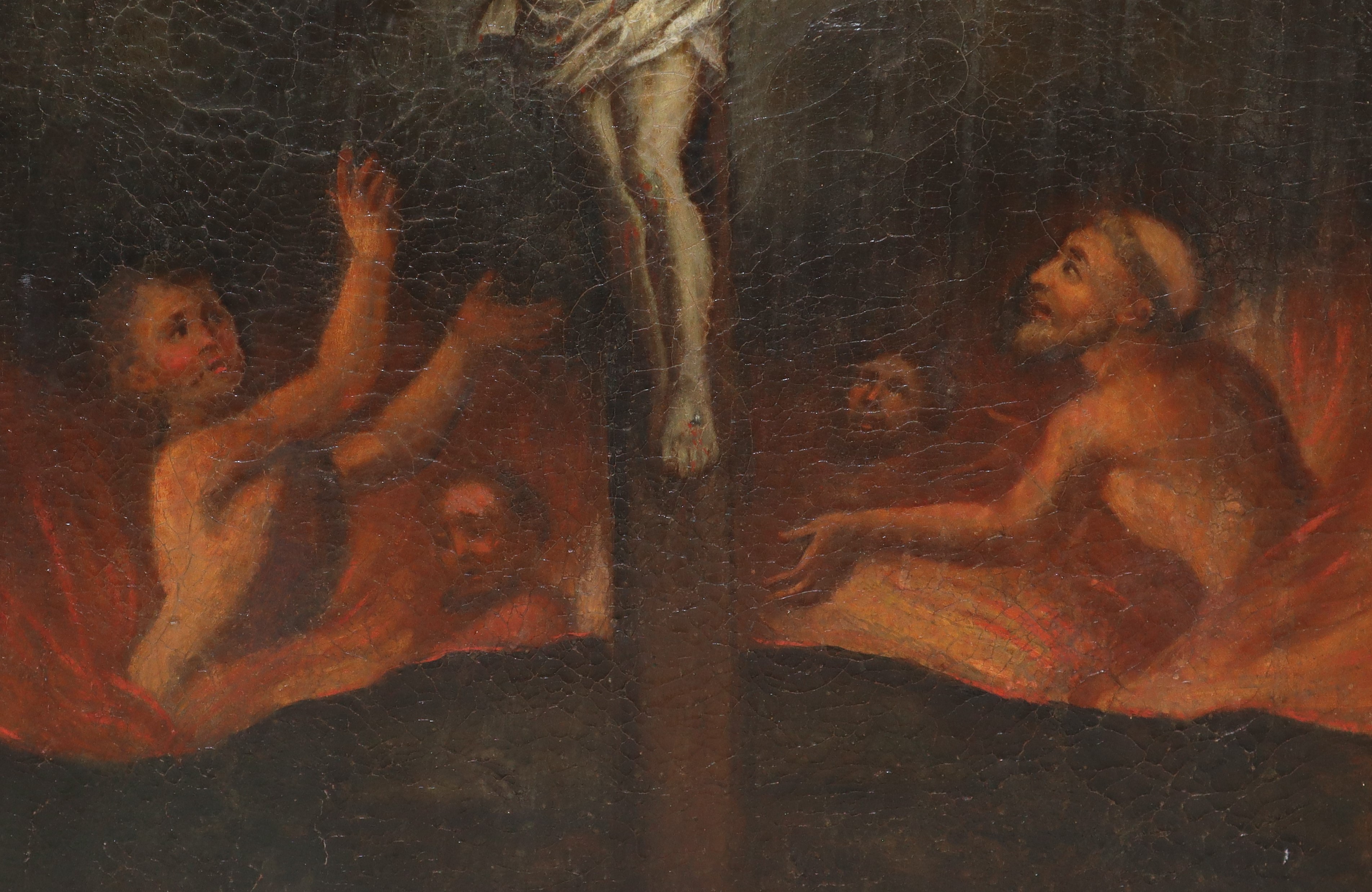 Gesù Cristo in croce con le anime purganti alla base