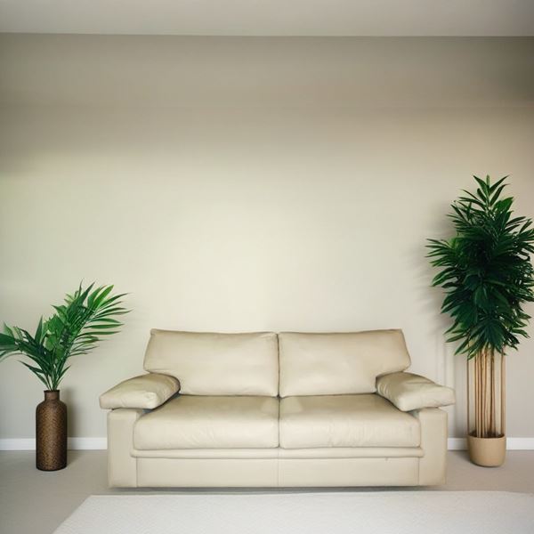 Three-seater sofa in white leather