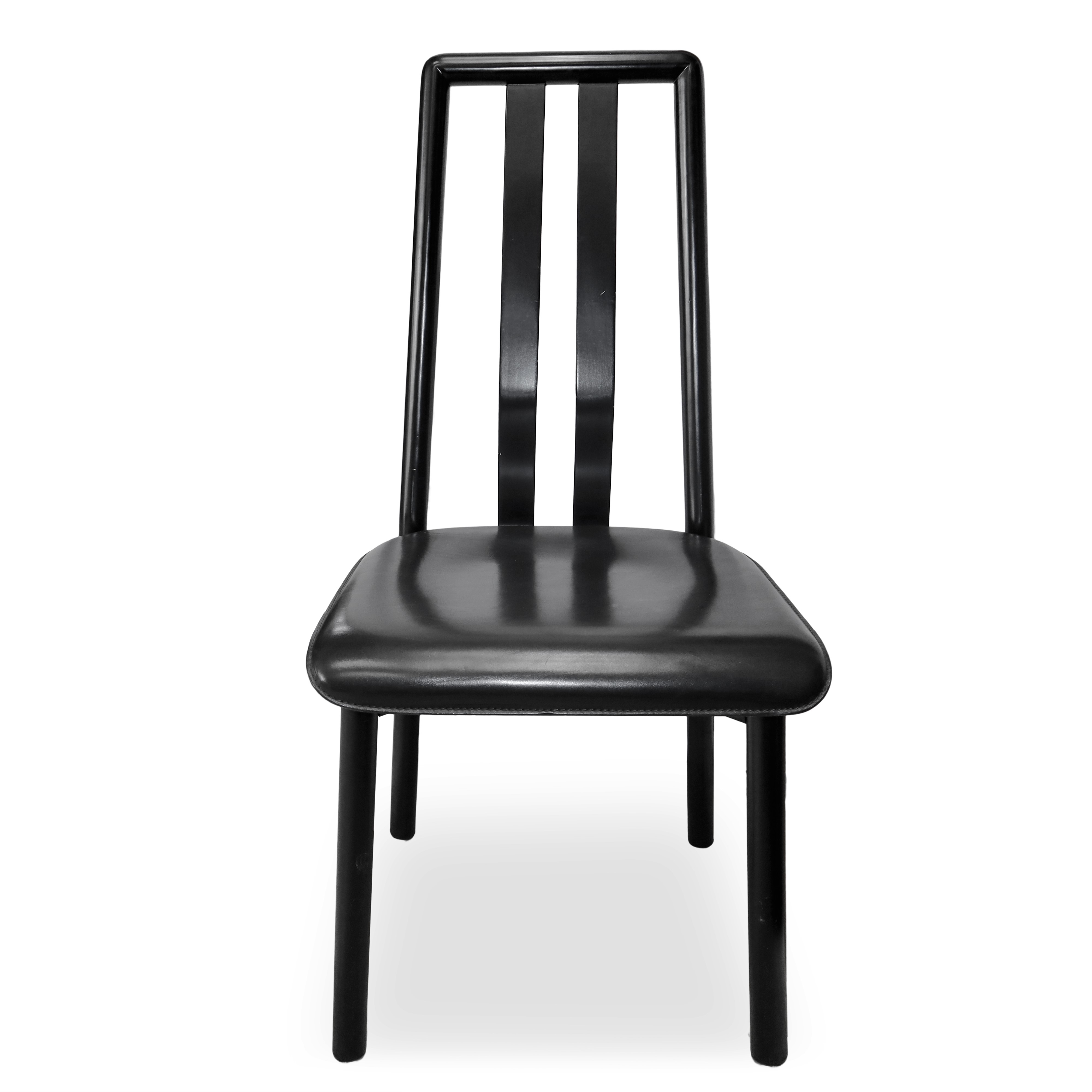 Tavolo e 6 sedie, tavolo con piano in vetro e struttura in metallo nero