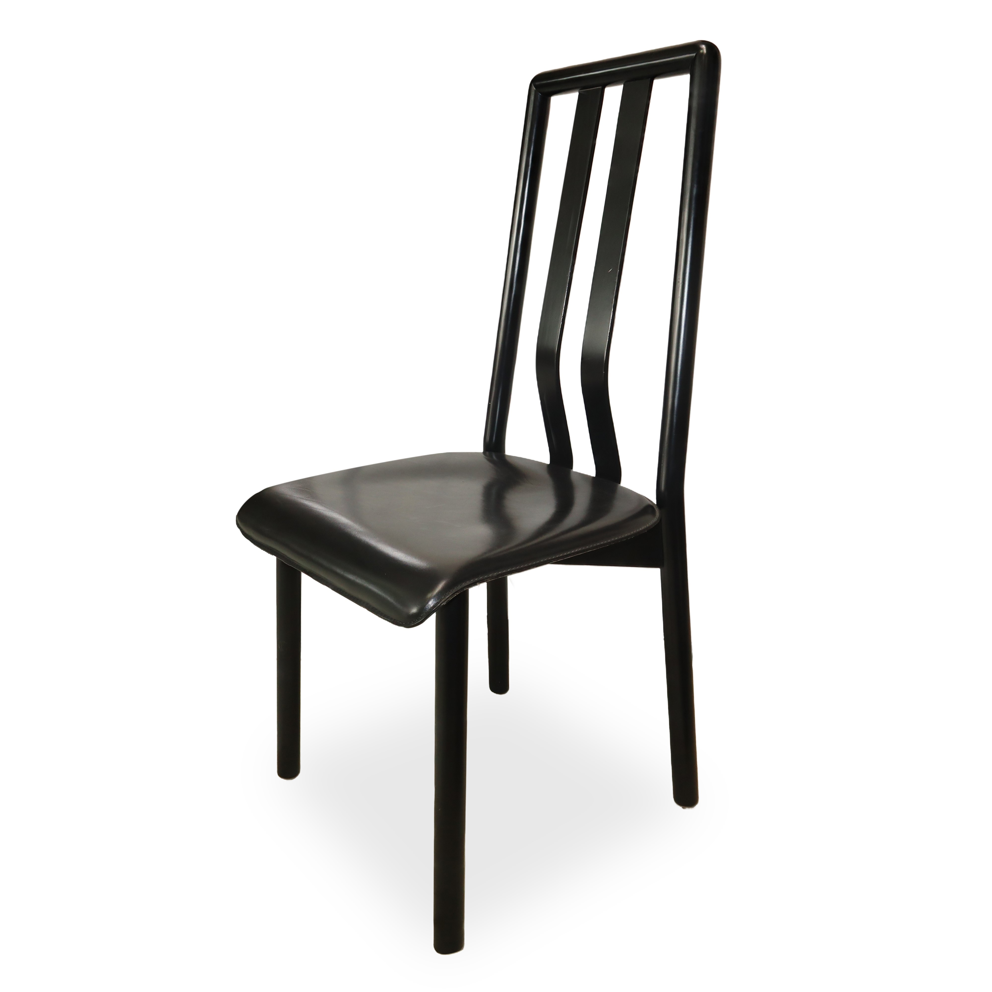 Tavolo e 6 sedie, tavolo con piano in vetro e struttura in metallo nero