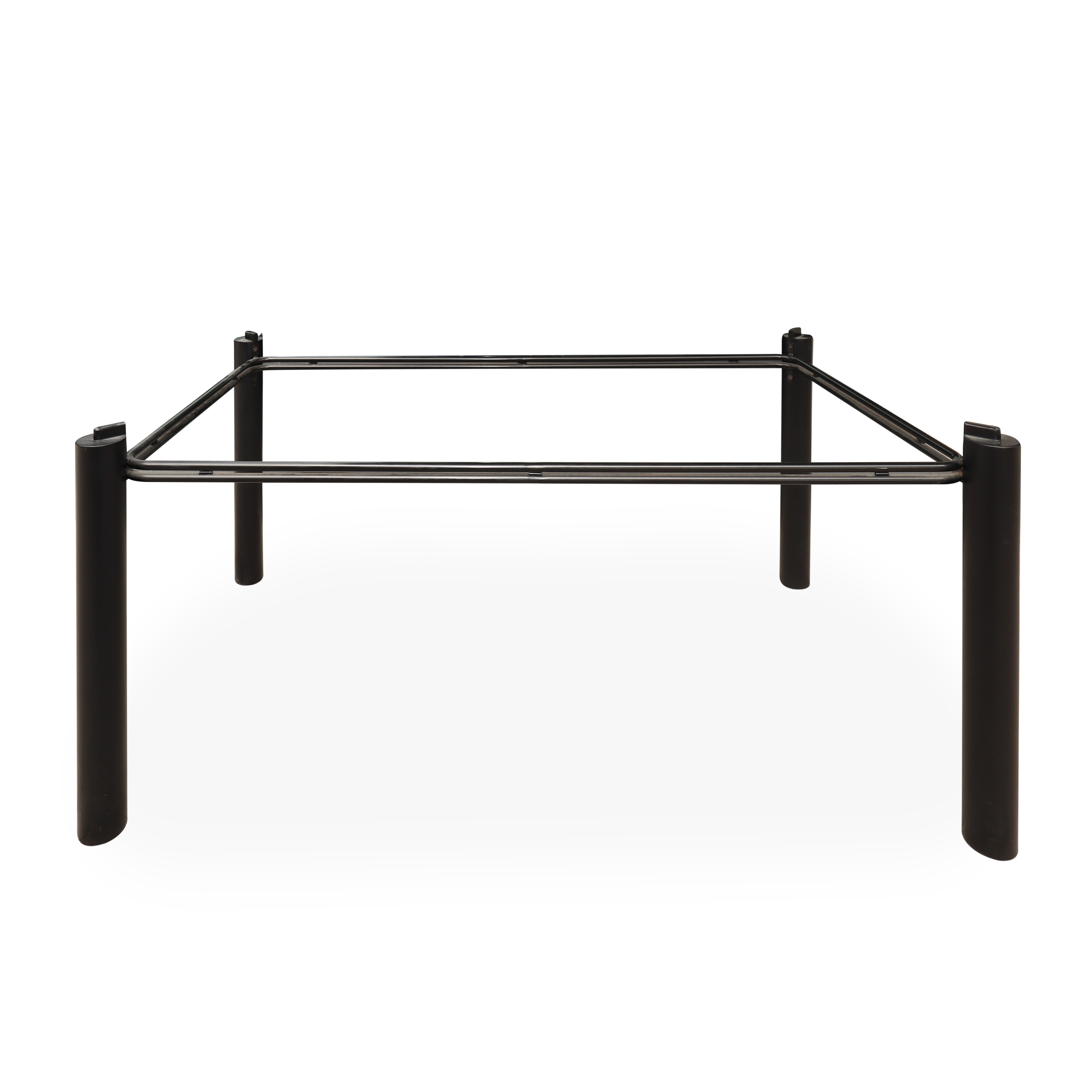 Tavolo e 6 sedie, tavolo con piano in vetro e struttura in metallo nero