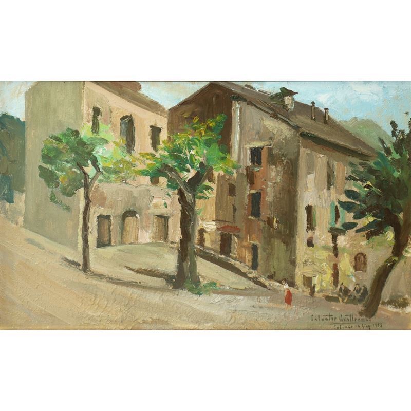 Salvatore Quattrocchi - Scorcio di Case con Alberi