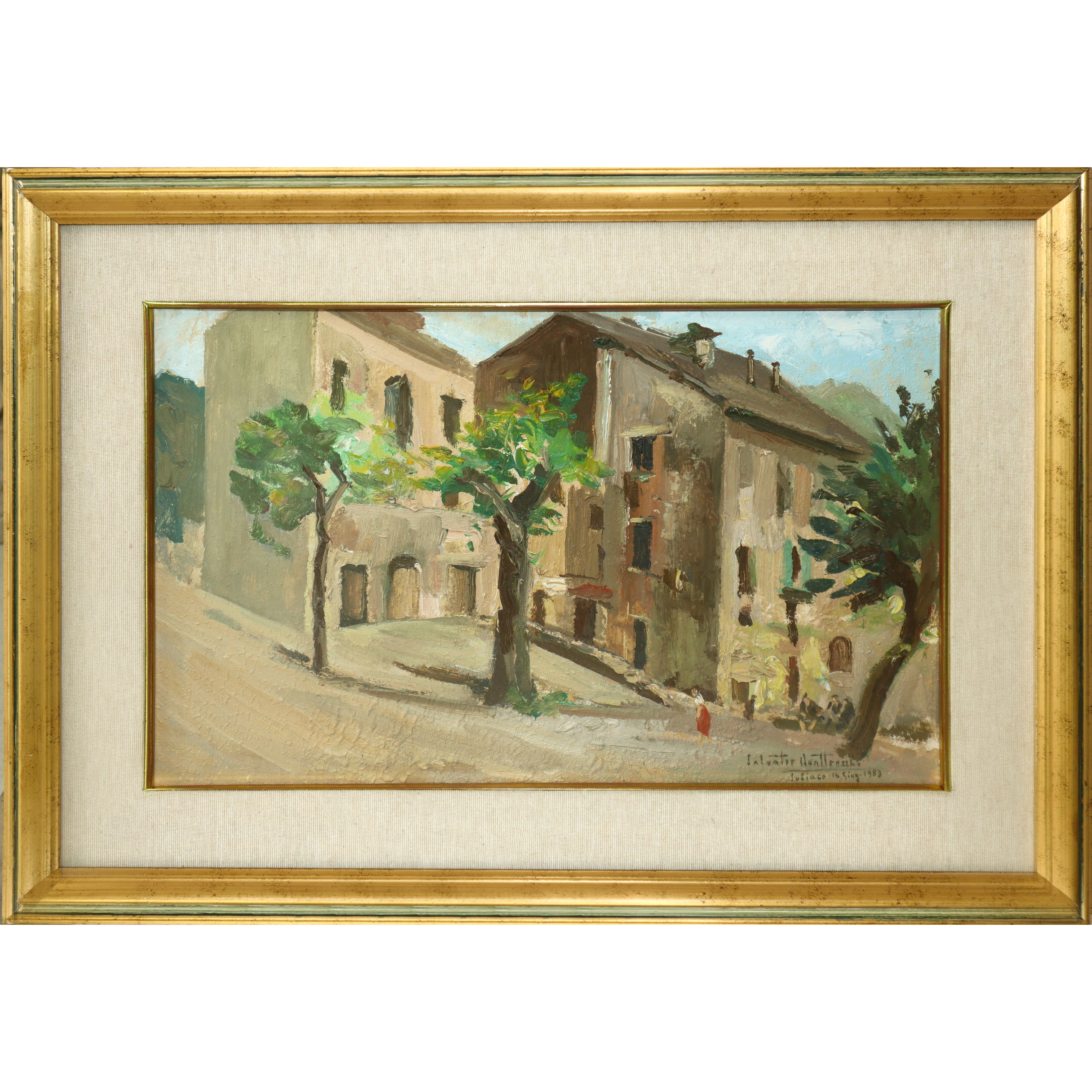Salvatore Quattrocchi - Scorcio di Case con Alberi