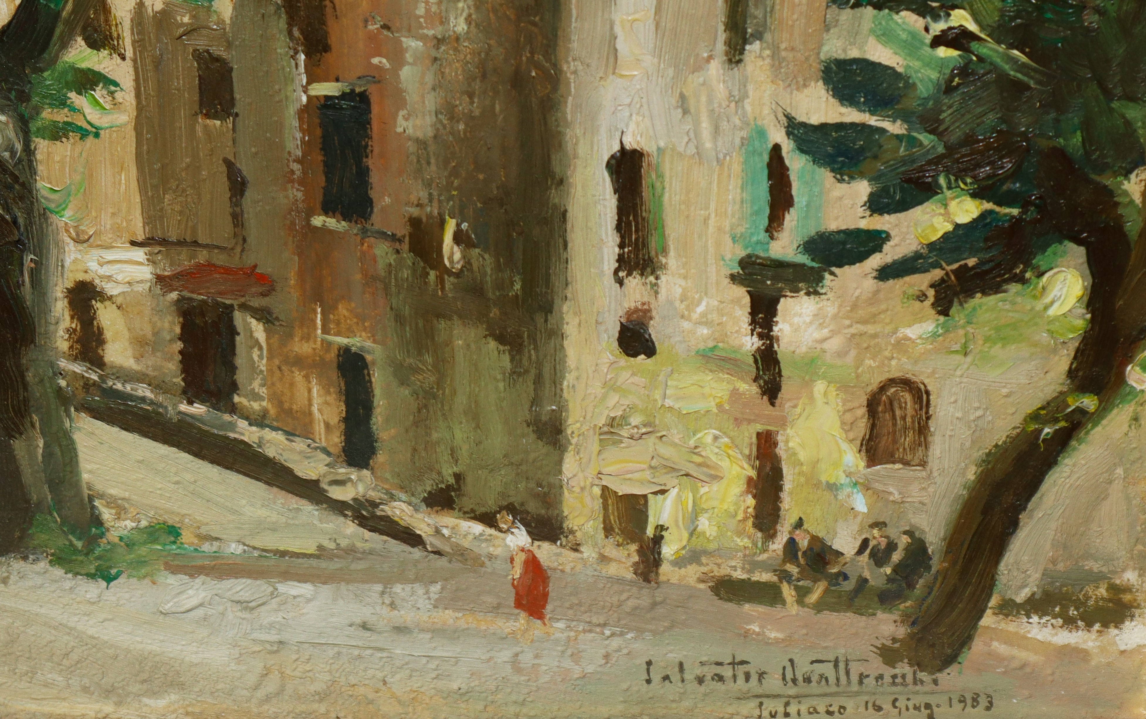 Salvatore Quattrocchi - Scorcio di Case con Alberi