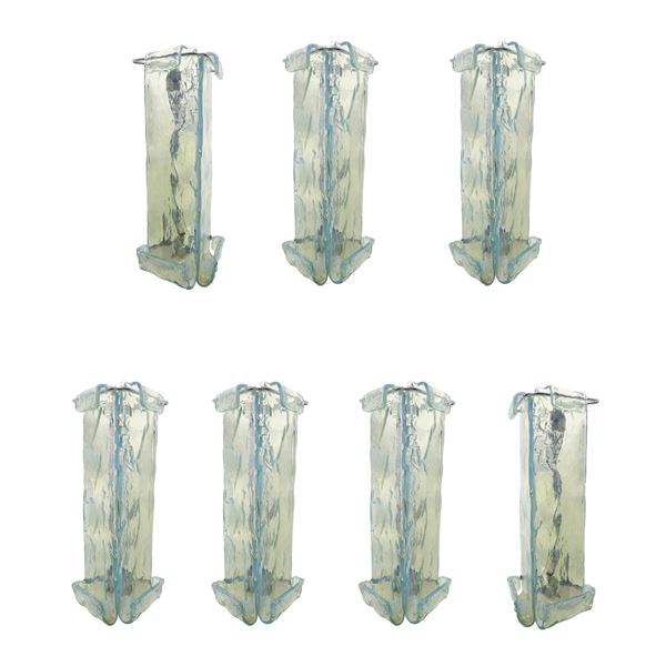 Gino Vistosi - Group of n. 7 wall lamps in opalescent Murano glass