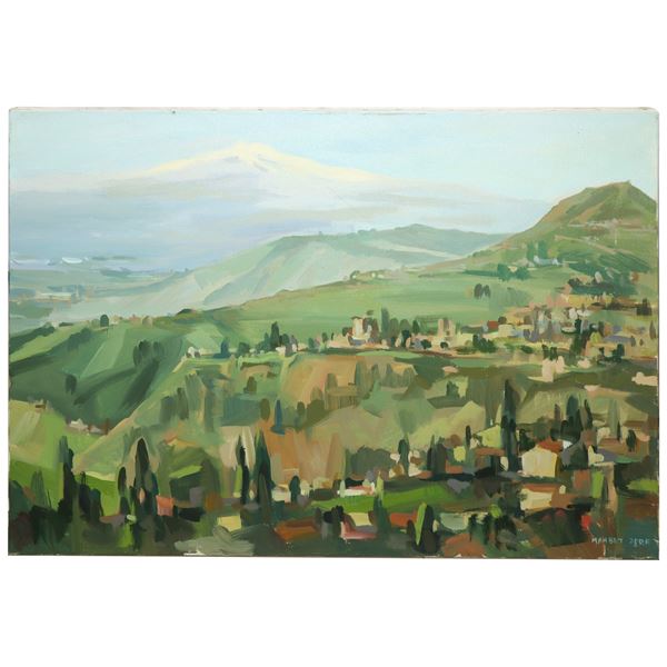 Timur Mambet - Paesaggio di Taormina con Etna