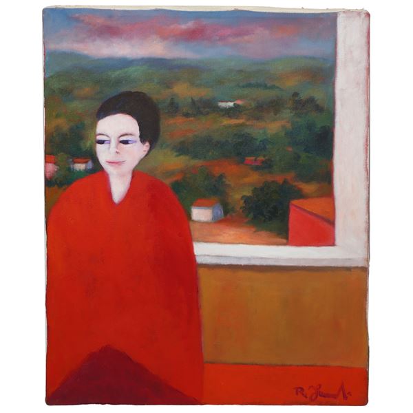 Raffaele Frumenti - Figure of a woman and landscape