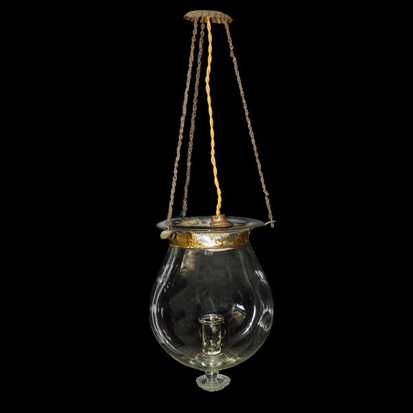 Hand blown Murano glass pendant candle holder