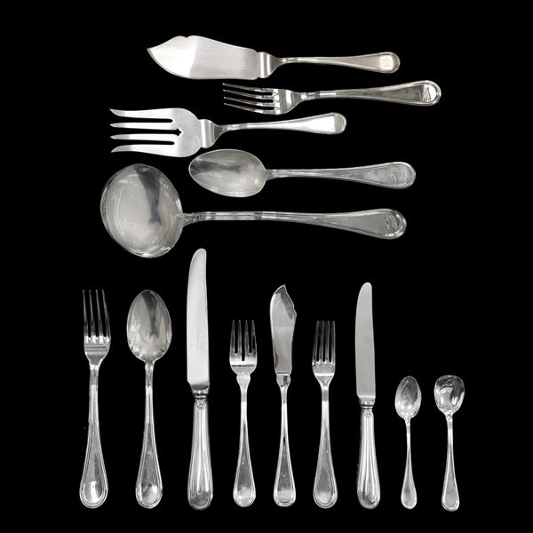 Argenteria Calegaro - Silver cutlery set for 12 people in wooden case