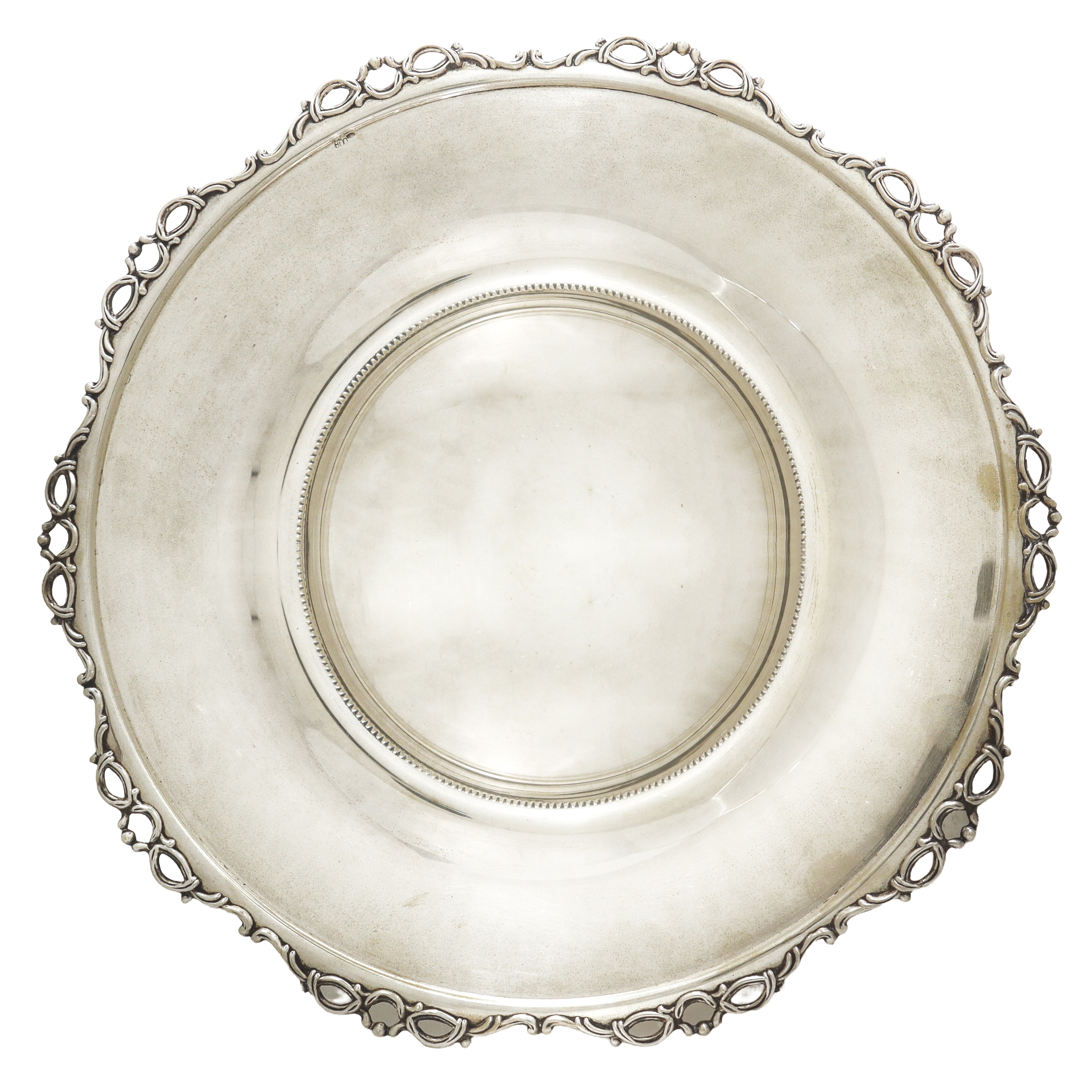 Alzata in argento 800, con bordi e piedi decorati