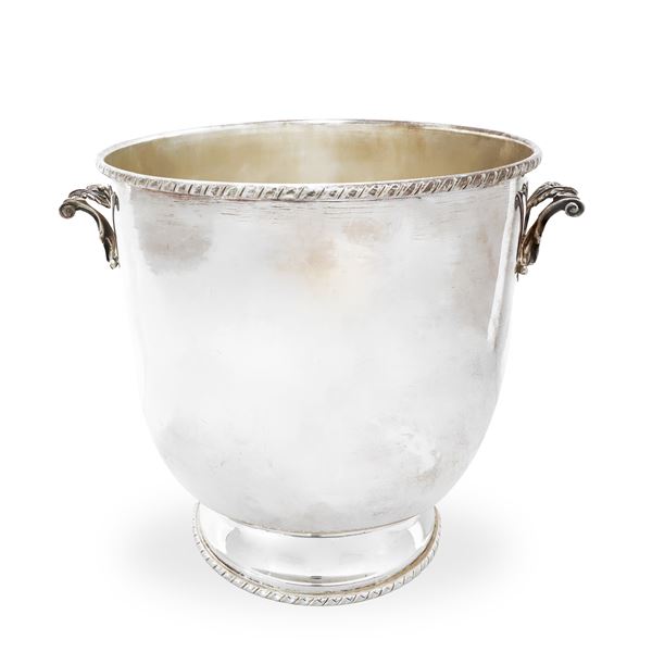 Argenterie  Gabrielli - Silver ice bucket with handles, handmade.