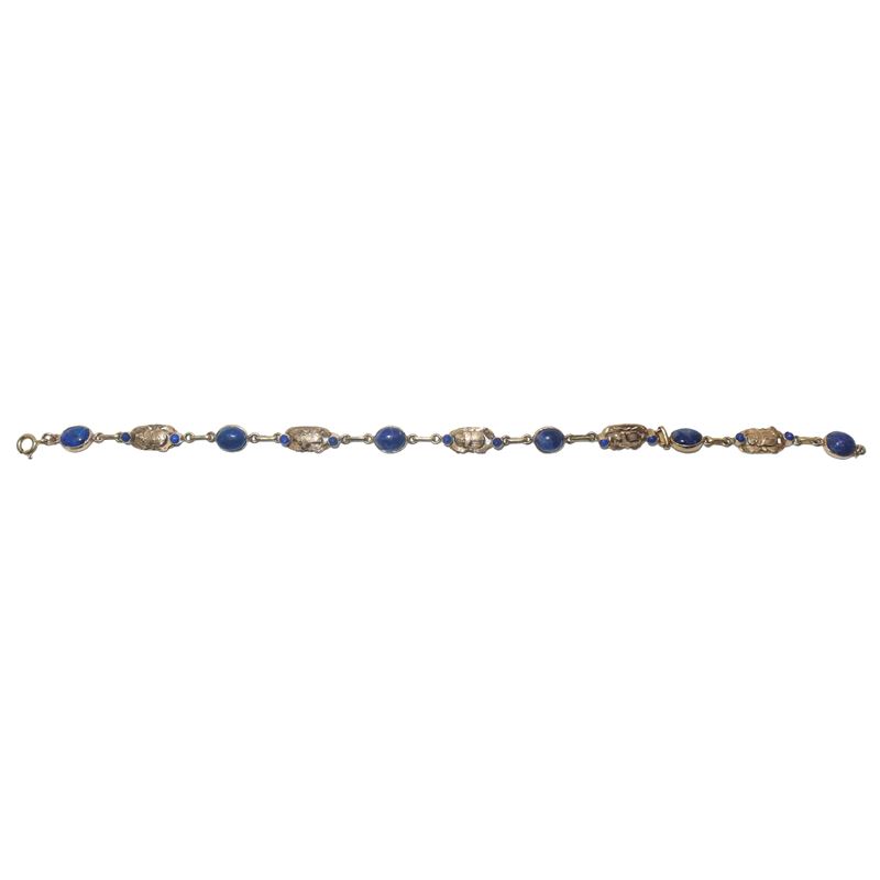 Bracciale in Oro Giallo 750 con Scarabei e Lapislazzuli.
