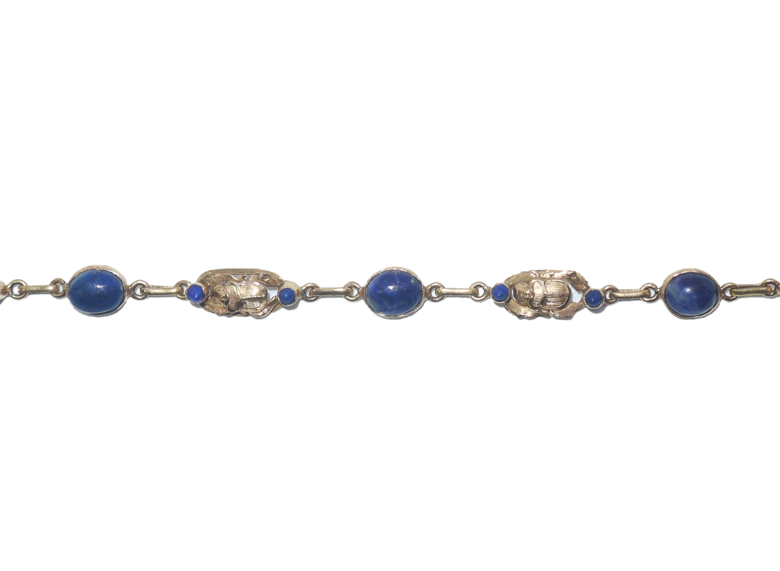 Bracciale in Oro Giallo 750 con Scarabei e Lapislazzuli.
