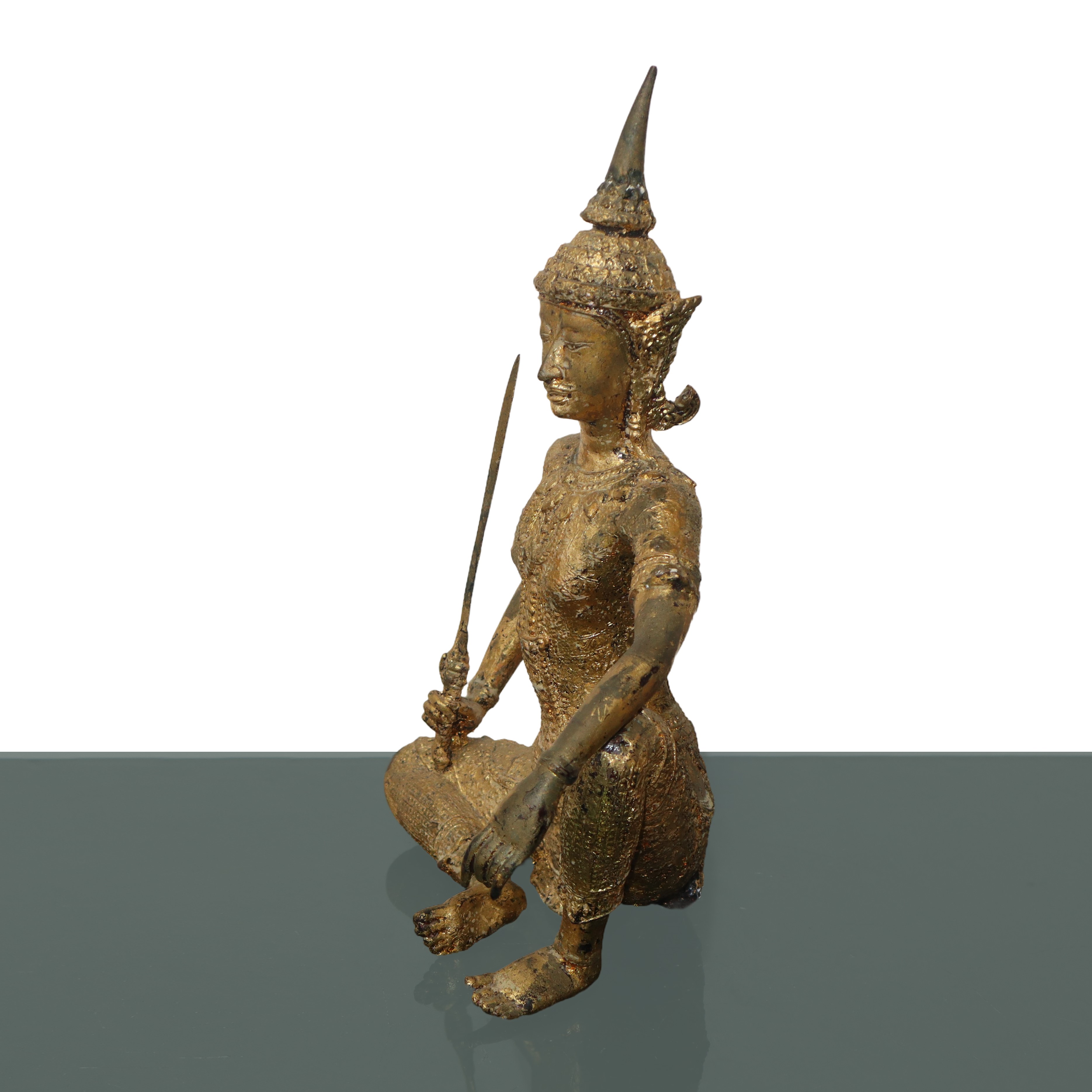 Guardiano guerriero thailandese, bronzo dorato (XX secolo)