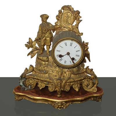 Orologio da tavolo, metallo dorato, fine XIX secolo