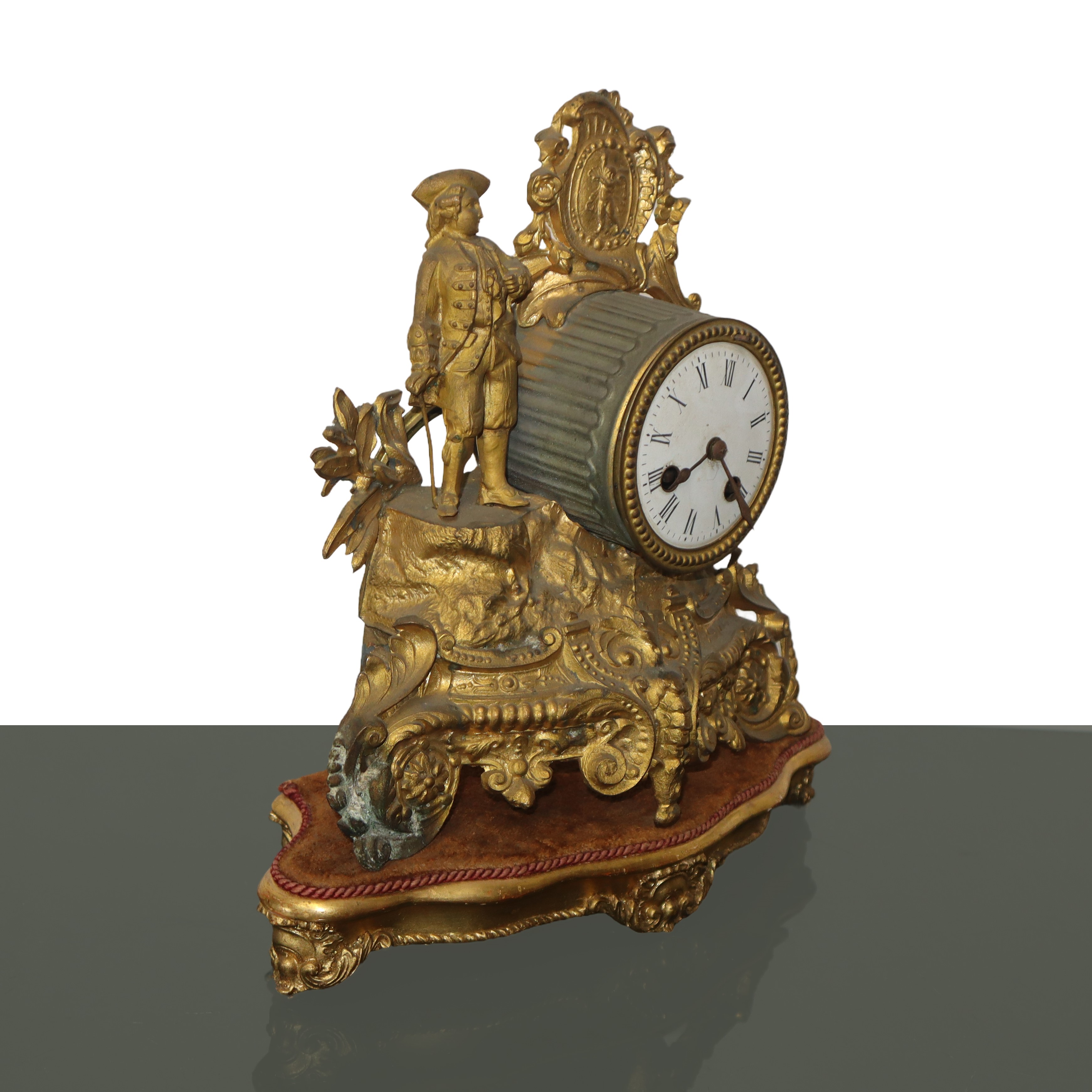 Orologio da tavolo, metallo dorato, fine XIX secolo