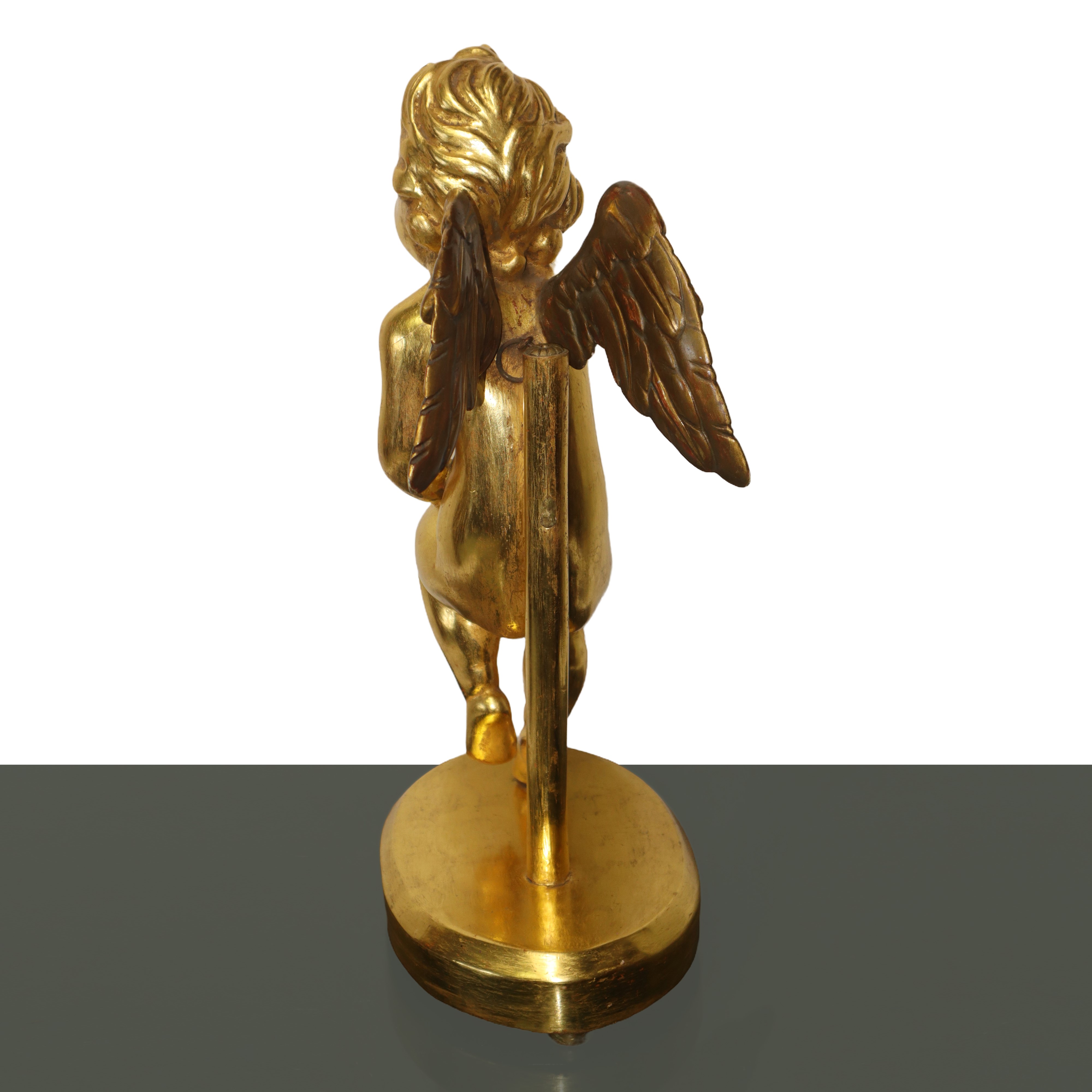 Angelo con torcia in mano, statua in legno dorato